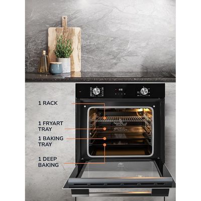 MILLEN Built In Electric Oven, 10 Cooking Modes, 73L - 3 Years Warranty, SCHOTT Inner Glass, MEO 6004 BL - Black