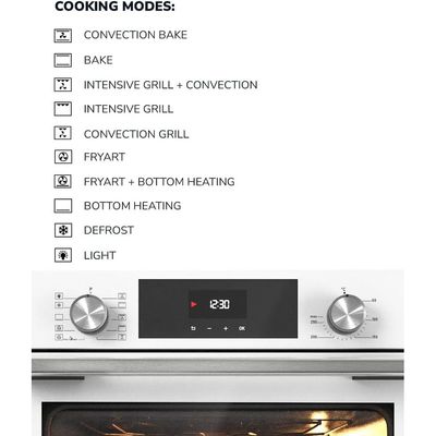 MILLEN Built In Electric Oven, 10 Cooking Modes, 73L - 3 Years Warranty, SCHOTT Inner Glass, MEO 6004 WH - White