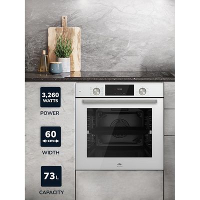 MILLEN Built In Electric Oven, 10 Cooking Modes, 73L - 3 Years Warranty, SCHOTT Inner Glass, MEO 6004 WH - White