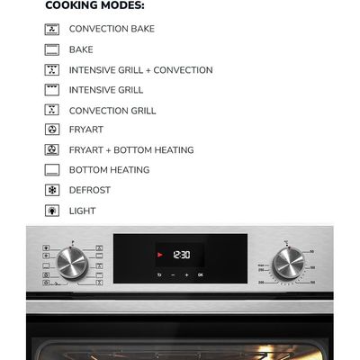 MILLEN Built In Electric Oven, 10 Cooking Modes, 73L - 3 Years Warranty, SCHOTT Inner Glass, MEO 6004 IX - Silver