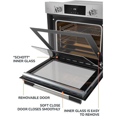 MILLEN Built In Electric Oven, 10 Cooking Modes, 73L - 3 Years Warranty, SCHOTT Inner Glass, MEO 6004 IX - Silver