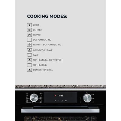 MILLEN Built In Electric Oven, 10 Cooking Modes, 81L - 3 Years Warranty, SCHOTT Inner Glass, MEO 6005 BL - Black
