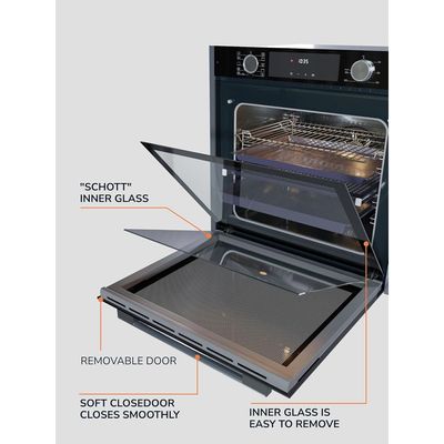 MILLEN Built In Electric Oven, 10 Cooking Modes, 81L - 3 Years Warranty, SCHOTT Inner Glass, MEO 6005 BL - Black