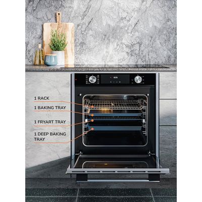 MILLEN Built In Electric Oven, 10 Cooking Modes, 81L - 3 Years Warranty, SCHOTT Inner Glass, MEO 6005 BL - Black