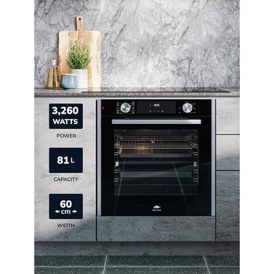 MILLEN Built In Electric Oven, 10 Cooking Modes, 81L - 3 Years Warranty, SCHOTT Inner Glass, MEO 6005 BL - Black