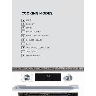 MILLEN Built In Electric Oven, 10 Cooking Modes, 81L - 3 Years Warranty, SCHOTT Inner Glass, MEO 6005 WH - White