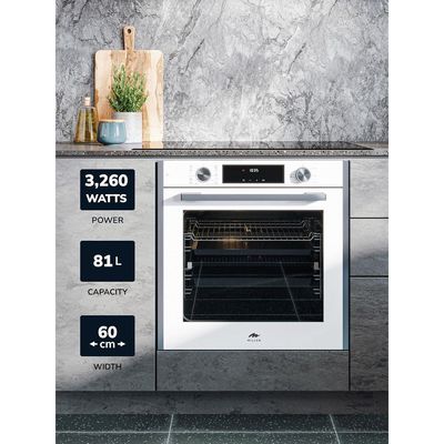 MILLEN Built In Electric Oven, 10 Cooking Modes, 81L - 3 Years Warranty, SCHOTT Inner Glass, MEO 6005 WH - White