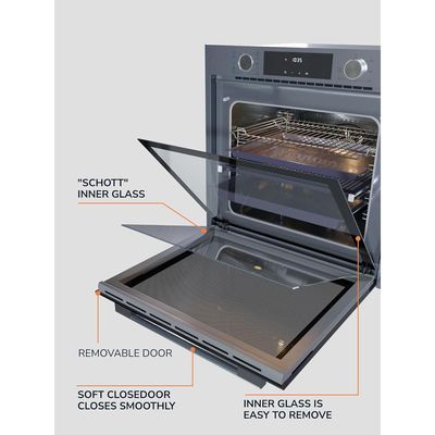 MILLEN Built In Electric Oven, 10 Cooking Modes, 81L - 3 Years Warranty, SCHOTT Inner Glass, MEO 6005 IX - Silver