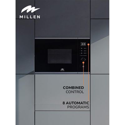 MILLEN Microwave Oven, 20L, 3 Y Warranty, Glass Finish, Touchscreen & Knob Controls, 800W Microwave Power, 1000W Grill Power, 8 Automatic Programs, MBW 381 IX - Silver