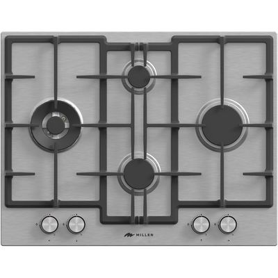 MILLEN MGH 6501 IX 65 cm Built-in 4 Burners Gas Hob - Stainless-Steel Finish, 9700 Watts, Mechanical and Electric Ignition Control, 3 Year Warranty - Silver MILLEN MGH 6501 IX 65 cm Built-in 4 Burners Gas Hob - Stainless-Steel Finish, 9700 Watts, Mechanical and Electric Ignition Control, 3 Year Warranty - Silver