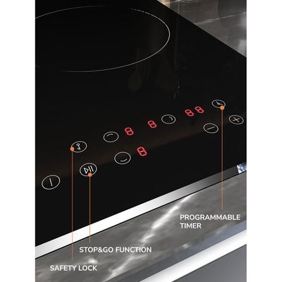 MIILLEN Built in Electric hob, 45 cm Black Glass, 3 Heating Zones, 4800W, Touch Control, MEH 451 BL, 3 Year Warranty - Black