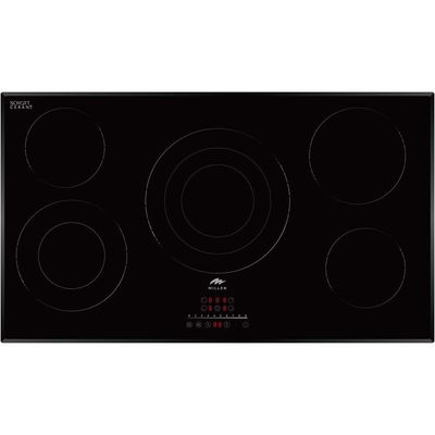 MILLEN 90 cm Built-in Electric Hob 5 Heating Zones - MEH 904 BL, Kanger Glass Ceramic, 9100 Watts, Hi-Light Heating Elements, Touch and Slider Control, 3 Year Warranty - Black