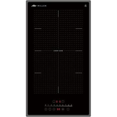 MIILLEN Built in Induction hob, 30 cm Black Glass, 2 Heating Zones, 3500W, Touch Control, MIH 302 BL, 3 Year Warranty - Black
