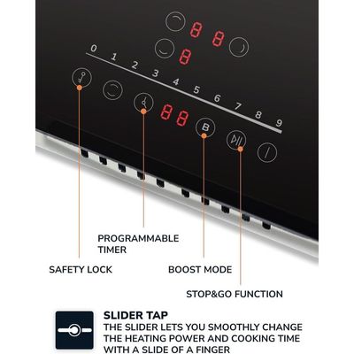 MILLEN Induction hob 45 cm Built-in 3 Heating Zones - MIH 452 BL, 5700 Watts, Touch Control, 3 Year Warranty - Black