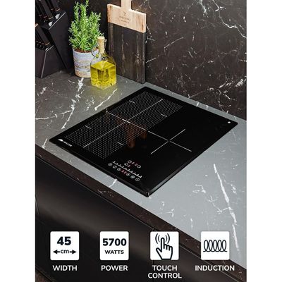 MILLEN Induction hob 45 cm Built-in 3 Heating Zones - MIH 452 BL, 5700 Watts, Touch Control, 3 Year Warranty - Black