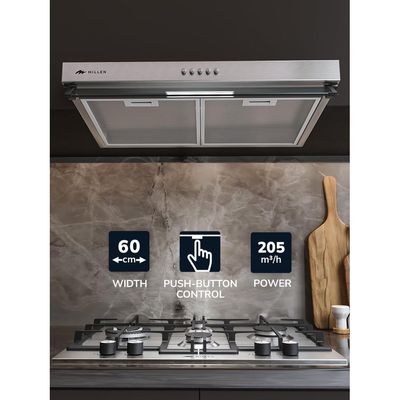 MILLEN 60cm Under Cabinet Stainless Steel Range Hood - MKH 603 IX, 3 Year Warranty - Silver