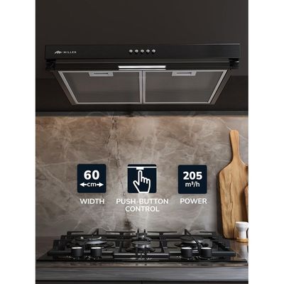 MILLEN 60cm Under Cabinet Black Range Hood - MKH 603 BL, 3 Year Warranty - Black