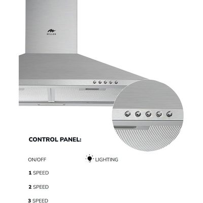 MILLEN 60cm Chimney Range Hood, Stainless Steel - MKH 604 IX, 3 Years Warranty - Silver