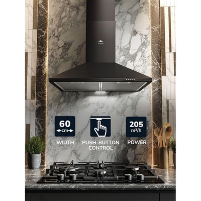 MILLEN 60cm Black Chimney Range Hood - MKH 604 BL, 3 Years Warranty - Black