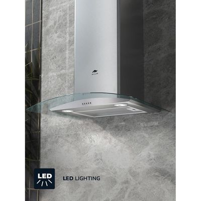 MILLEN Range Hood 60cm Curved Glass Chimney Stainless Steel - MKHG 603 IX, 3 Year Warranty - Silver