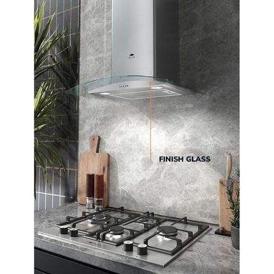 MILLEN Range Hood 60cm Curved Glass Chimney Stainless Steel - MKHG 603 IX, 3 Year Warranty - Silver