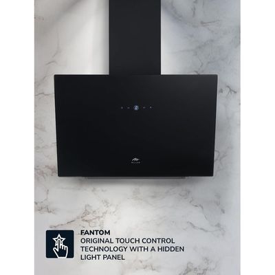 MILLEN 60cm Angled Range Hood - Tempered Black Glass, MKHG 604 BL, 3 Years Warranty - Black