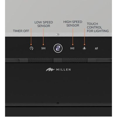 MILLEN 70 cm Built In Range Hood 750m3/h - MBKHG 702 BL, 3 Year Warranty - Black