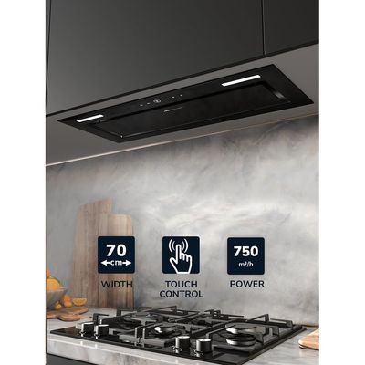 MILLEN 70 cm Built In Range Hood 750m3/h - MBKHG 702 BL, 3 Year Warranty - Black
