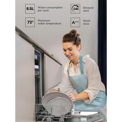 MILLEN Built-in Dishwasher 45cm - Compact and Efficient, Auto Open, Indicator,AquaStop, 3Y Warranty, MDW 45731 - Stainless Steel