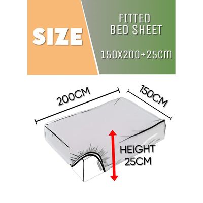 Cloudy Grey Extra Deep Pocket Double Size Sheets Cotton 3 Piece Sheet Set 150x200x25cm