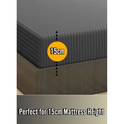 Dark Grey Extra Deep Pocket Bed Sheets Cotton 2 Piece Sheet Set 100x200x15cm