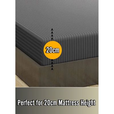 Dark Grey Extra Deep Pocket Bed Sheets Cotton 3 Piece Sheet Set 150x200x20cm