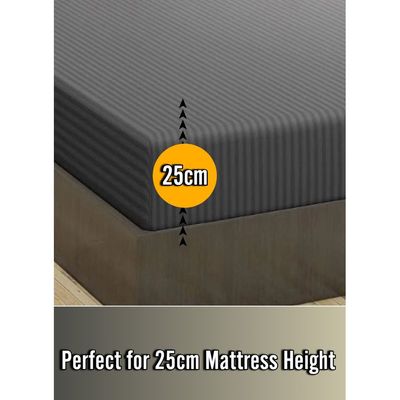 Dark Grey Extra Deep Pocket Bed Sheets Cotton 3 Piece Sheet Set 150x200x25cm