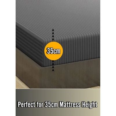 Dark Grey Extra Deep Pocket Bed Sheets Cotton 3 Piece Sheet Set 180x200x35cm