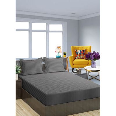 Dark Grey Extra Deep Pocket Bed Sheets Cotton 3 Piece Sheet Set 200x200x20cm