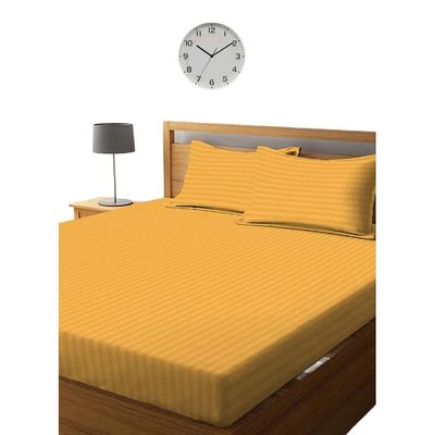 Golden Striped Cotton 3 Piece Set Deep PocketBed Sheet Sets 180x200x25cm