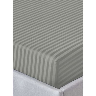 Light Grey Single Size Stripe Bed Sheet Set Cotton 120x200x15cm