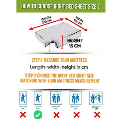 Light Grey Cotton Single Striped Fitted Elastic Bedsheet Set 120x200x15cm