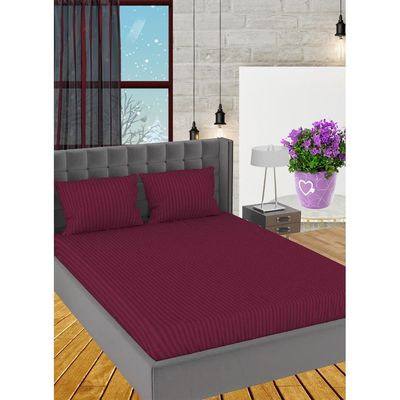 Maroon Extra Deep Pocket Sheets Cotton 3 Piece Bed Sheet Set 150x200x20cm