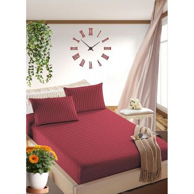 Maroon Extra Deep Pocket Bed Sheet Cotton 3 Piece Sheet Set 150x200x35cm
