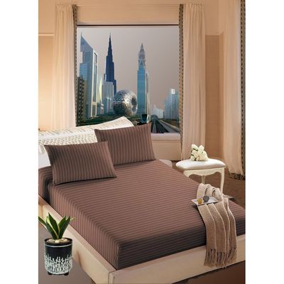 Pastel Brown Extra Deep Pocket Bed Sheets Cotton 3 Piece Sheet Set 150x200x20cm