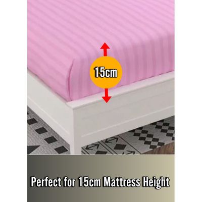 Pastel Pink Extra Deep Pocket Bed Sheet Cotton 2 Piece Sheet Set 100x200x15cm