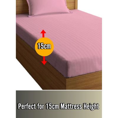 Pastel Pink Striped Bed Sheet Sets Cotton 2 Piece Set Deep Pocket 100x200x15cm