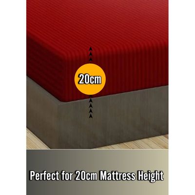 Red Extra Deep Pocket Double Size Sheets Cotton 3 Piece Sheet Set 150x200x20cm