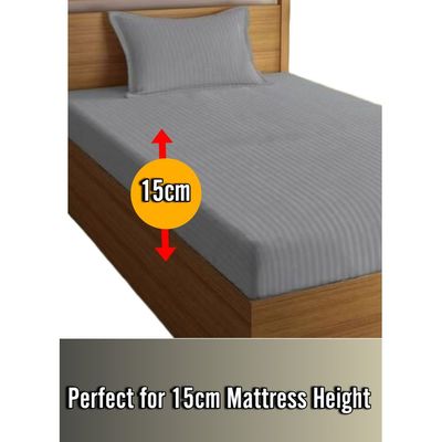 Silver Extra Deep Pocket Bed Sheet Cotton 2 Piece Sheet Set 100x200x15cm