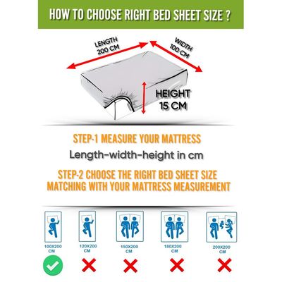 Silver Extra Deep Pocket Bed Sheet Cotton 2 Piece Sheet Set 100x200x15cm