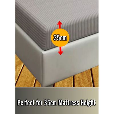Silver Deep Pocket King Size Striped Bed Sheet Set Cotton 200x200x35cm