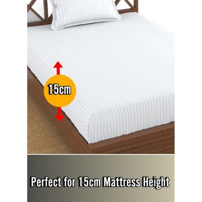 White Extra Deep Pocket Single Size Sheets Cotton 2 Piece Sheet Set 120x200x15cm