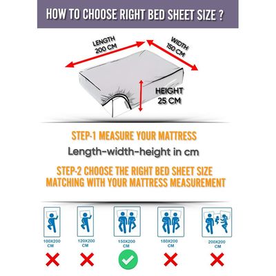 White Double Size Stripe Deep Pocket Bed Sheet Set Cotton 150x200x25cm