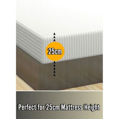 White Striped Sheet Set Deep Pockets Machine Washable Soft Cotton200x200x25cm